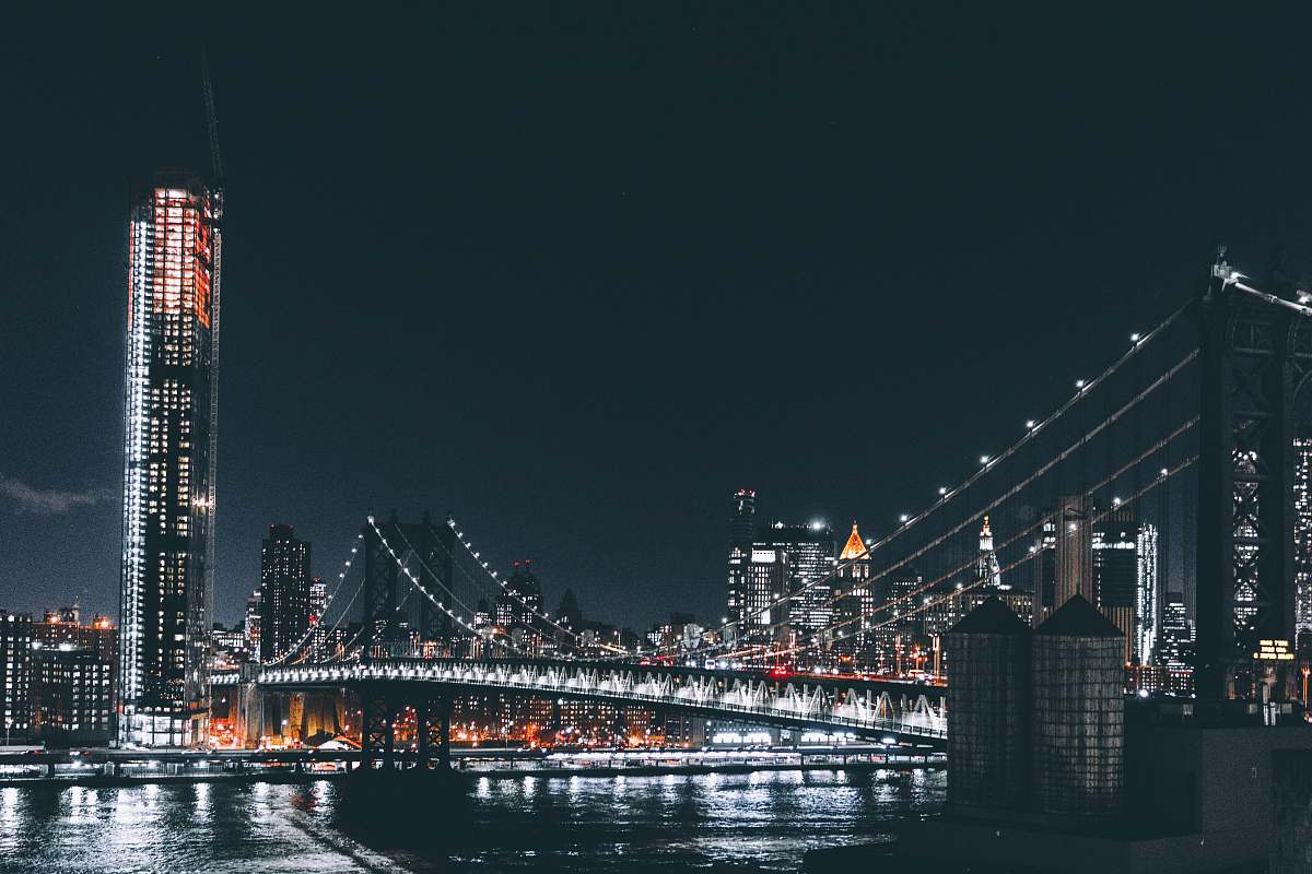 city Brooklyn Bridge at night brooklyn bridge